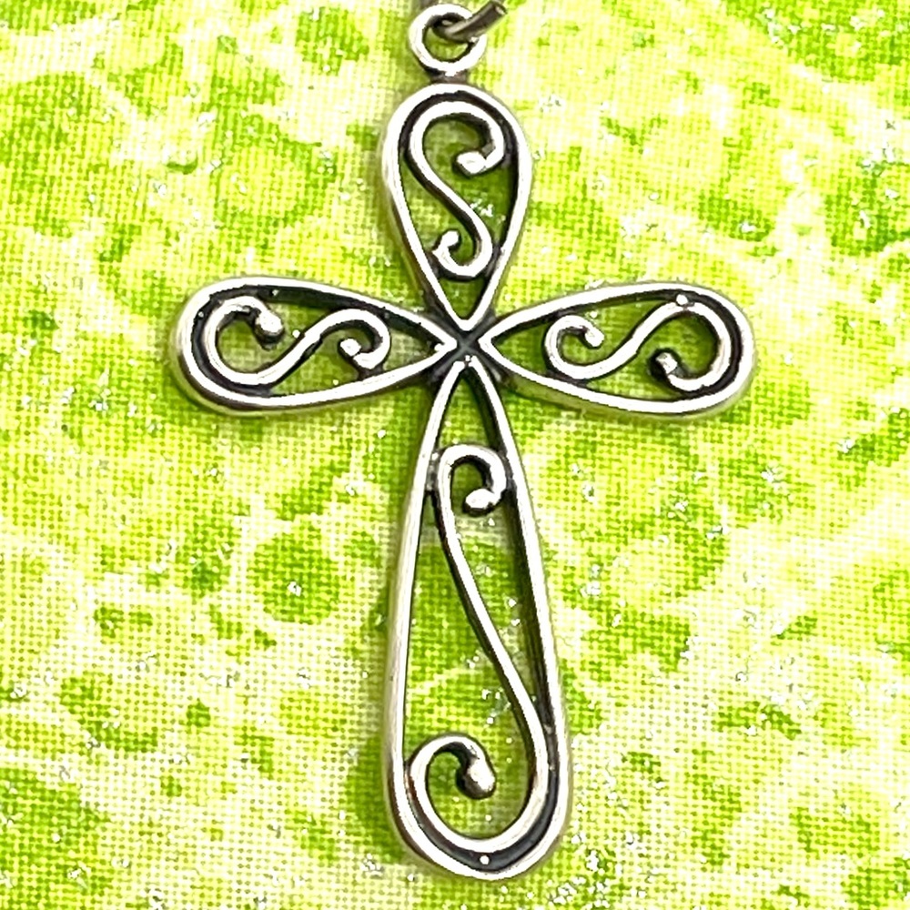Sterling Scrollwork Cross Necklace - image 2